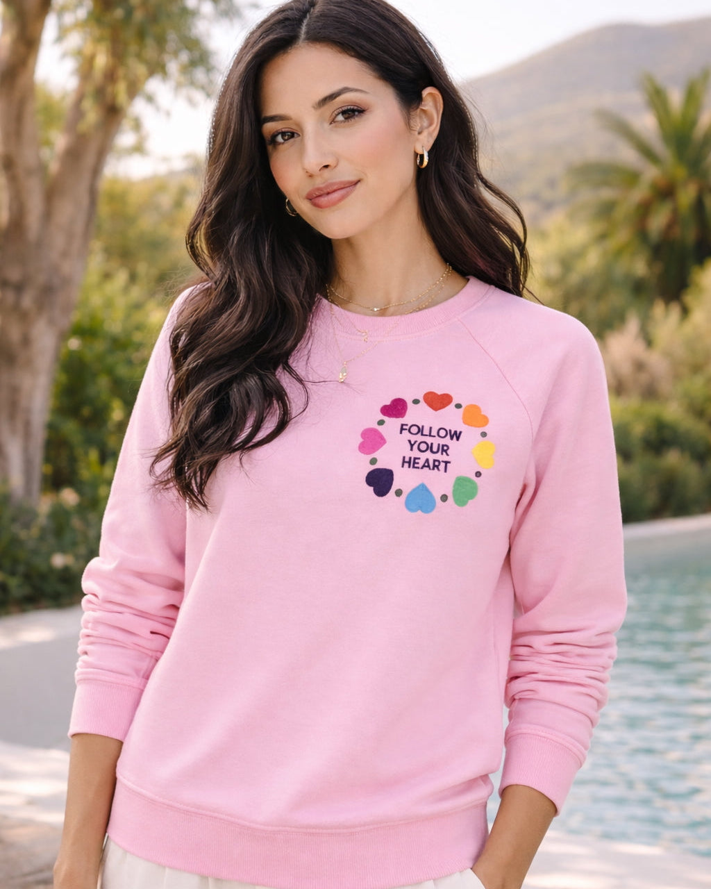 Follow Your Heart Pink Sweatshirt - Global Conscious Fashion Pty Ltd