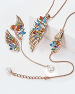 Multi-colour Swarovski Crystal Wings Necklace Set - ANGELUVE