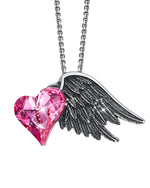 Archangel Pink Crystal Heart Necklace - ANGELUVE